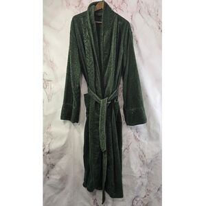Lands End Robe Mens Large Green Terry Cloth Towel Full Length Bath Heavyweight